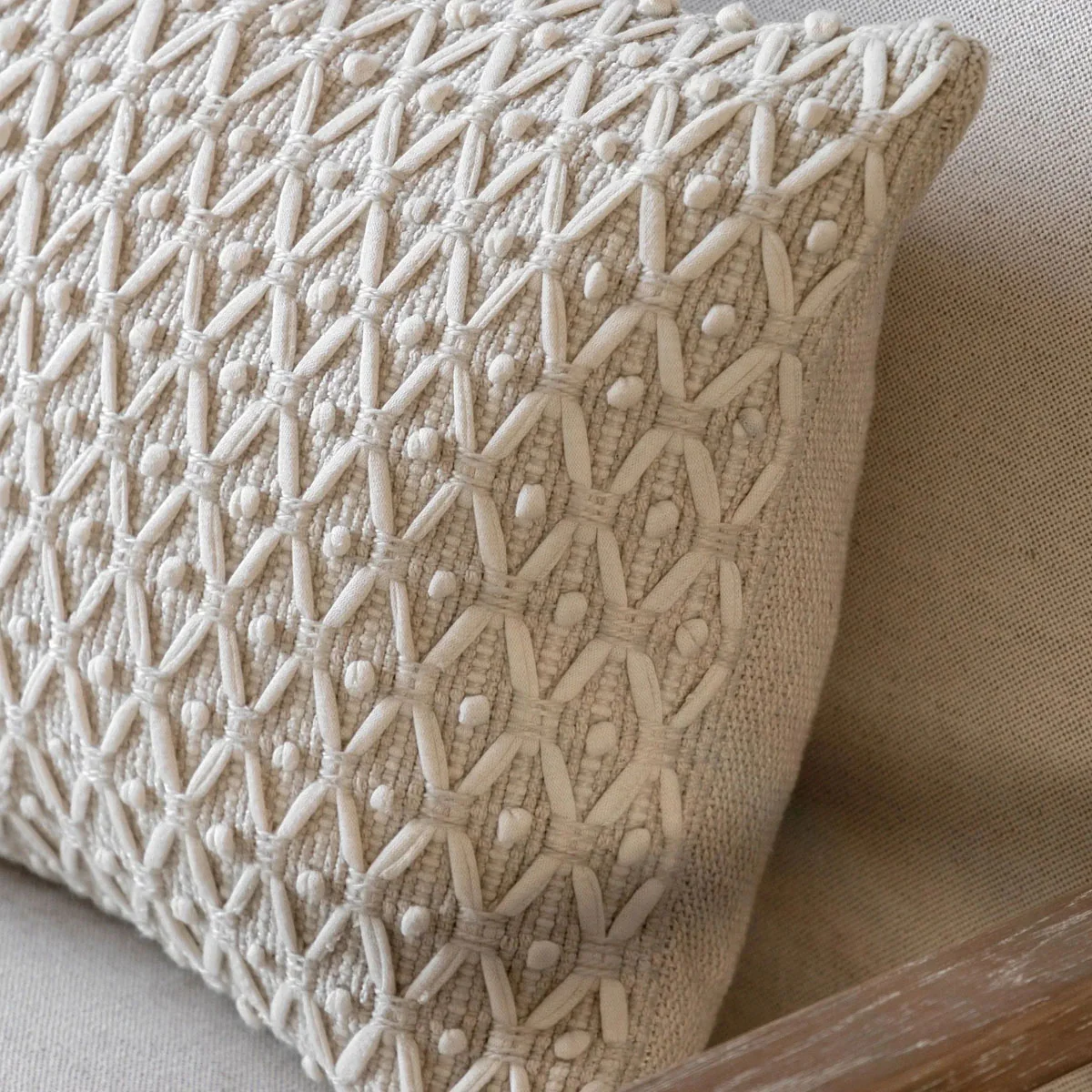 Gallery Direct Cheslyn Woven Cushion Cream - Image 3