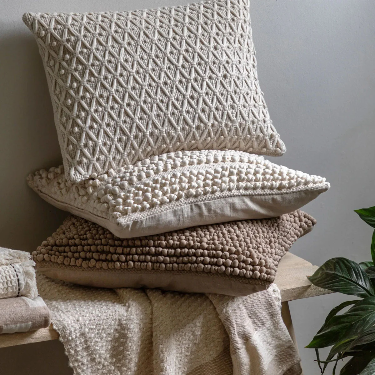 Gallery Direct Cheslyn Woven Cushion Cream - Image 4