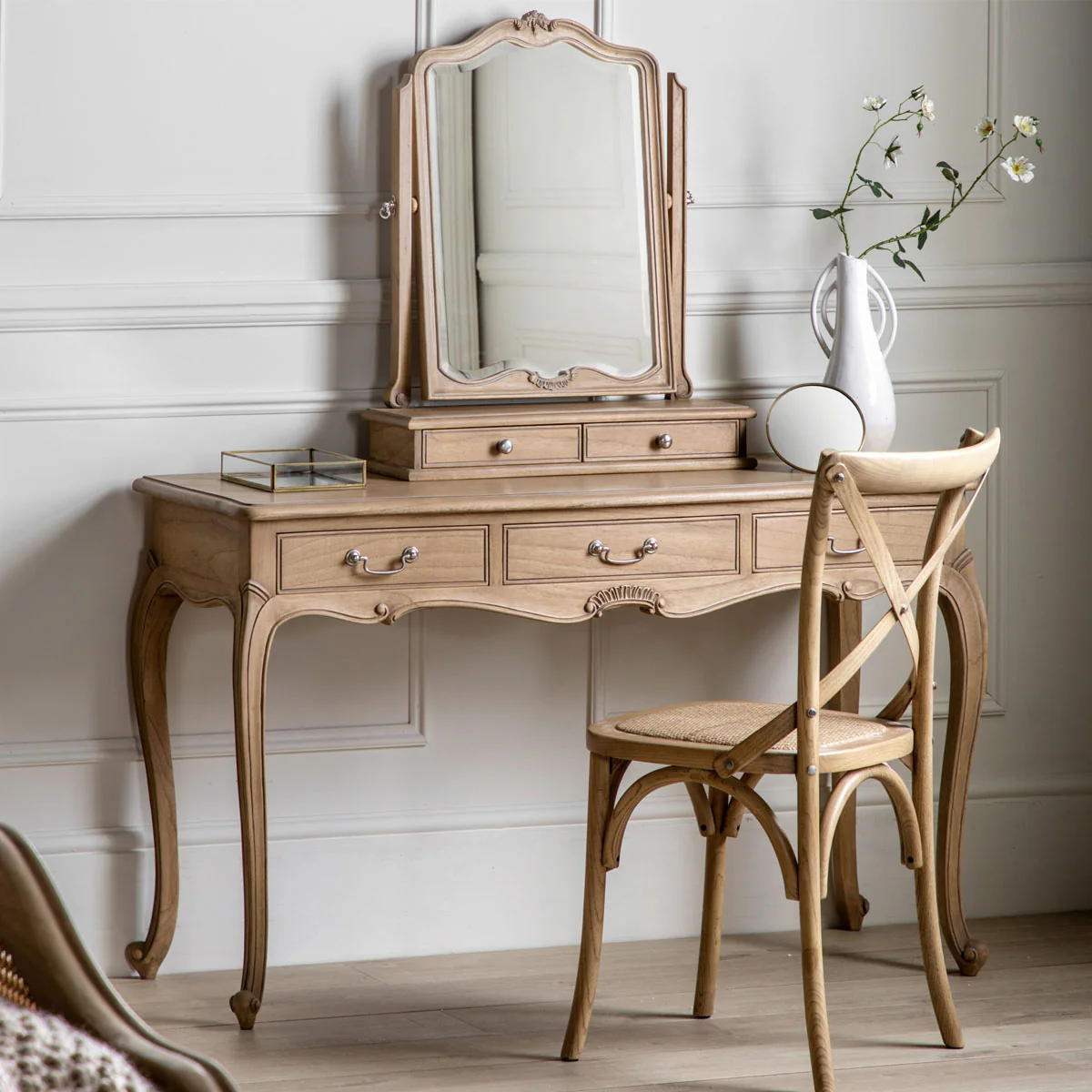Gallery Direct Chic Dressing Table Mirror Weathered 600x180x730mm - Image 5