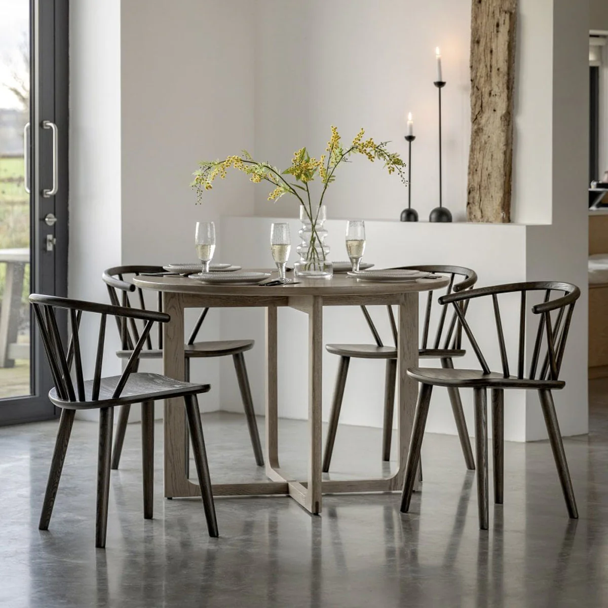 Gallery Direct Craft Round Dining Table Smoked 1100x1100x750mm - Image 5