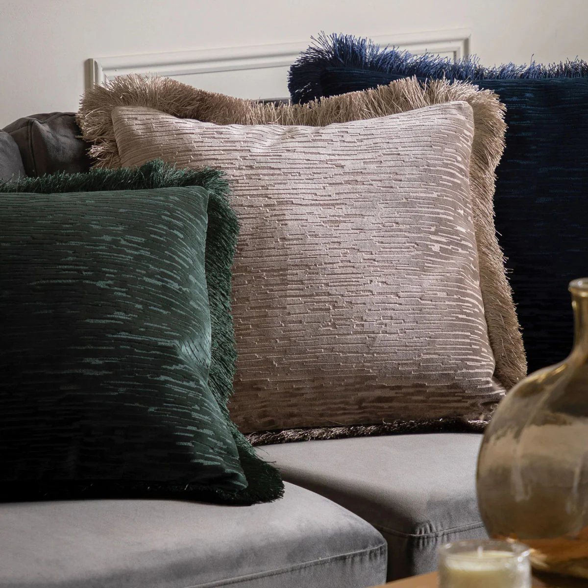 Gallery Direct Cut Velvet Fringe Cushion - Image 12
