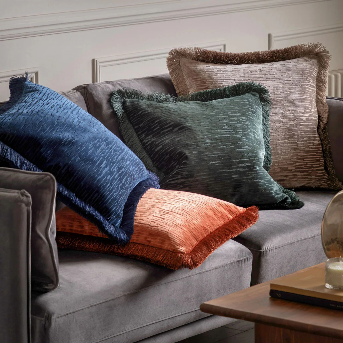 Gallery Direct Cut Velvet Fringe Cushion - Image 13