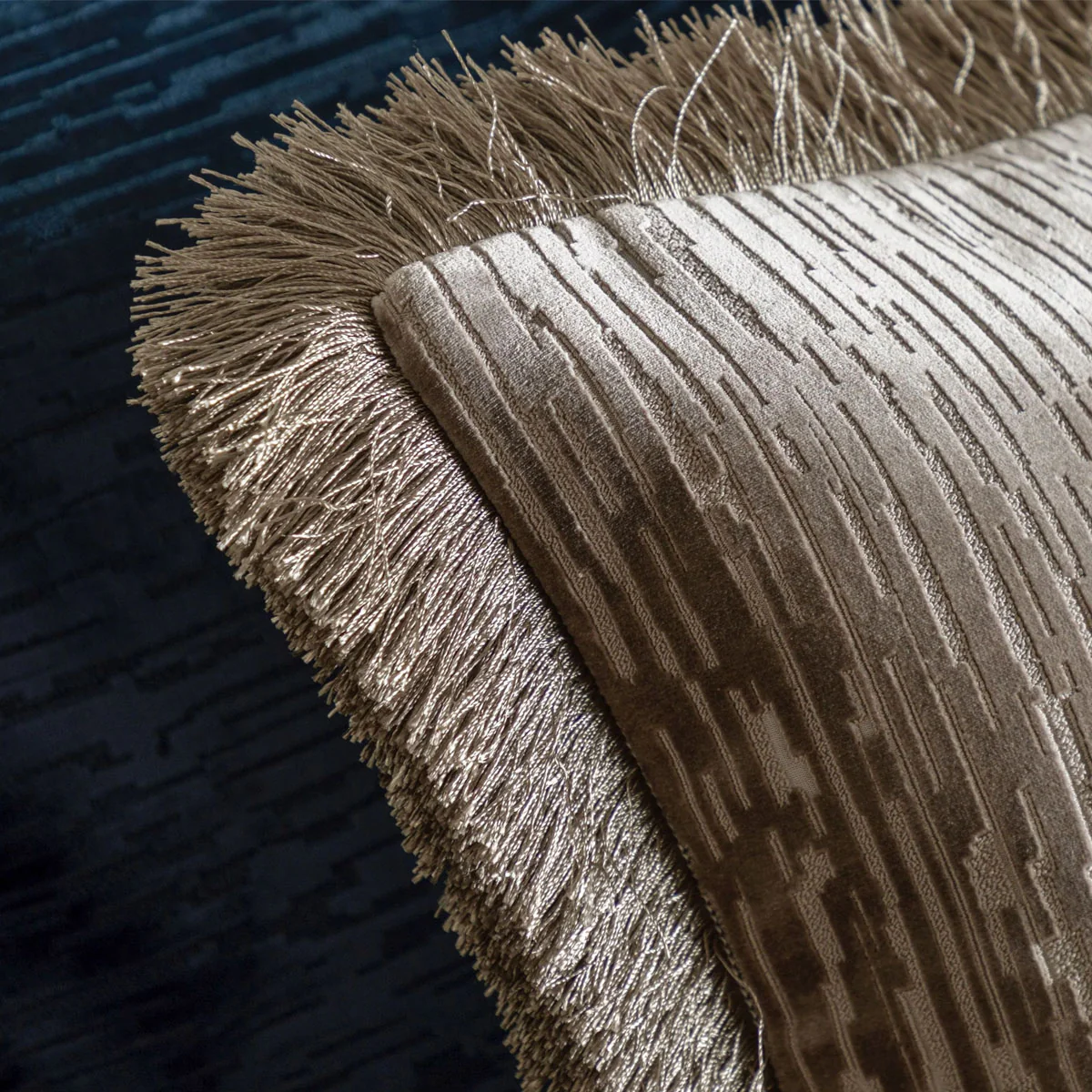 Gallery Direct Cut Velvet Fringe Cushion - Image 6