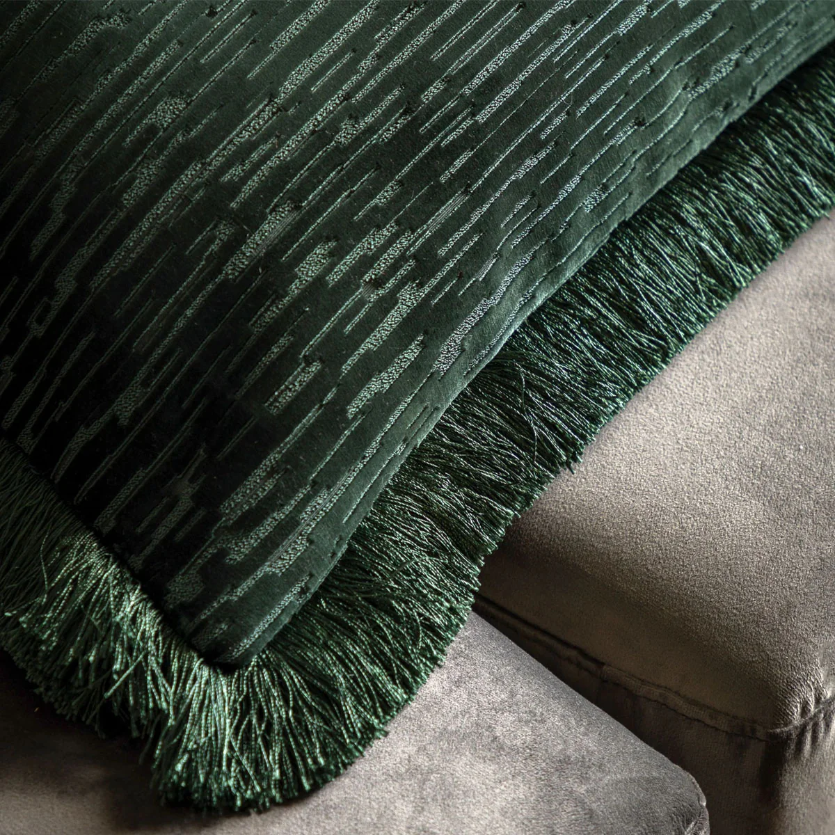 Gallery Direct Cut Velvet Fringe Cushion - Image 7