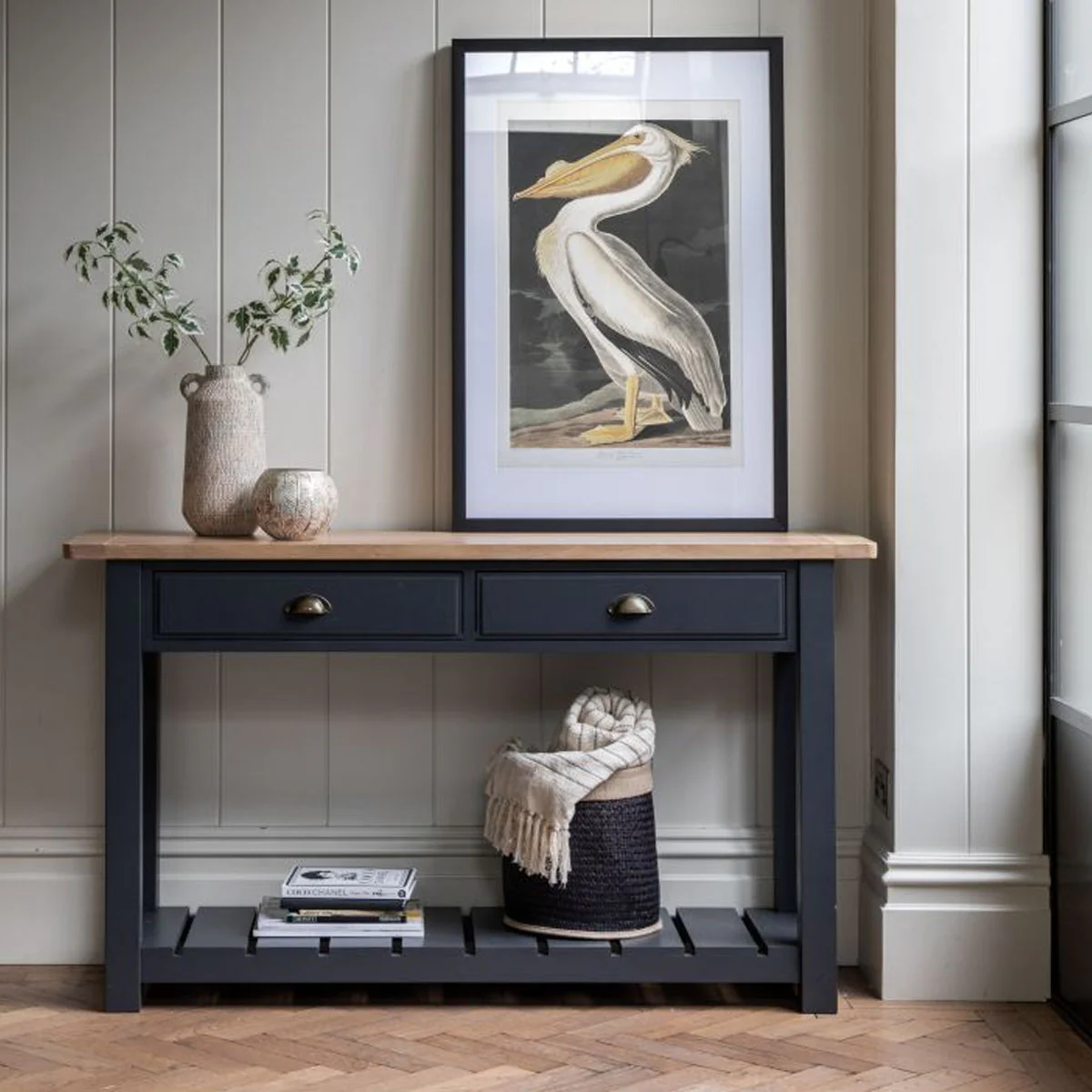 Gallery Direct Eton 2 Drawer Console Meteor 1400x380x800mm - Image 2