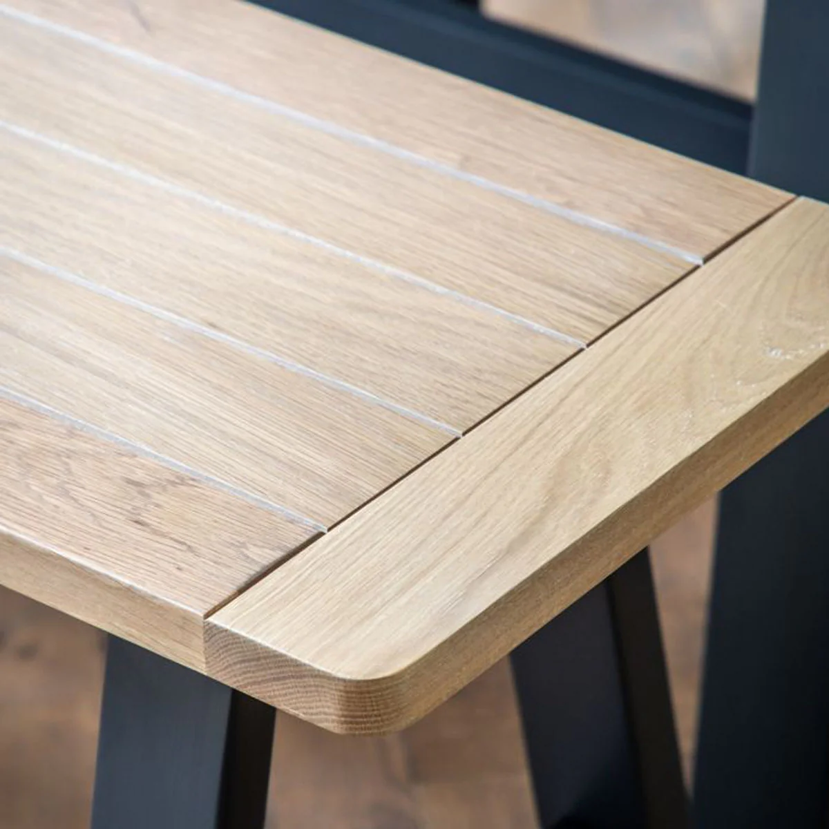 Gallery Direct Eton Trestle Bench Meteor 1500x380x450mm - Image 2