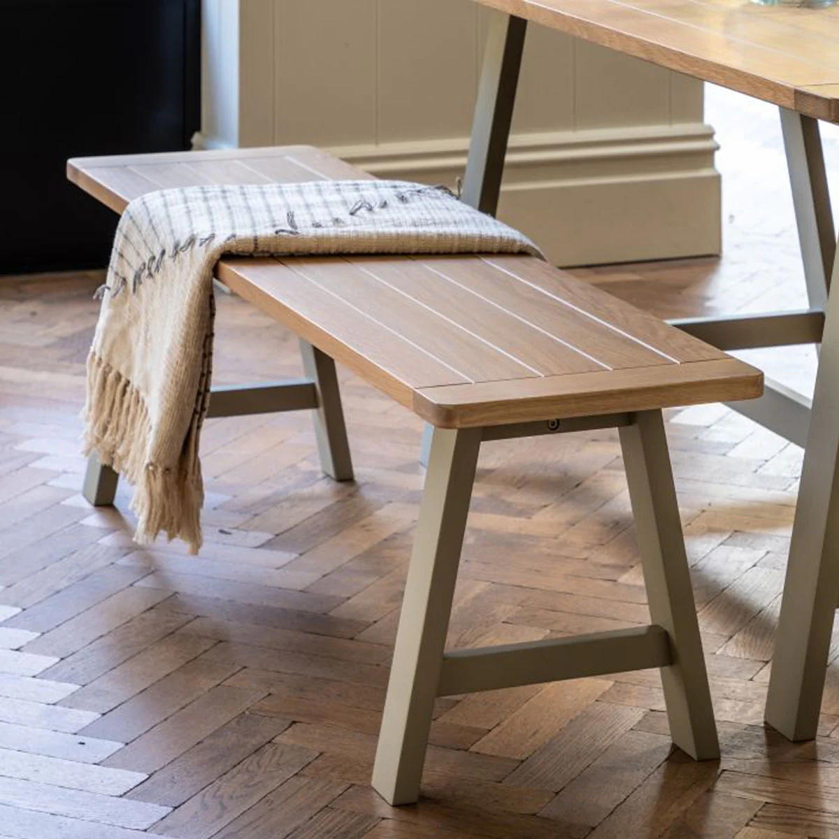 Gallery Direct Eton Trestle Bench Prairie 1500x380x450mm - Image 3