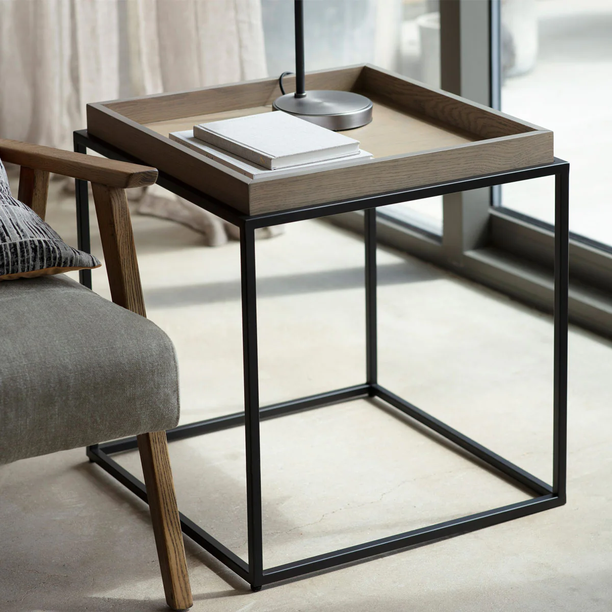 Gallery Direct Forden Tray Side Table Grey 550x550x600mm - Image 6