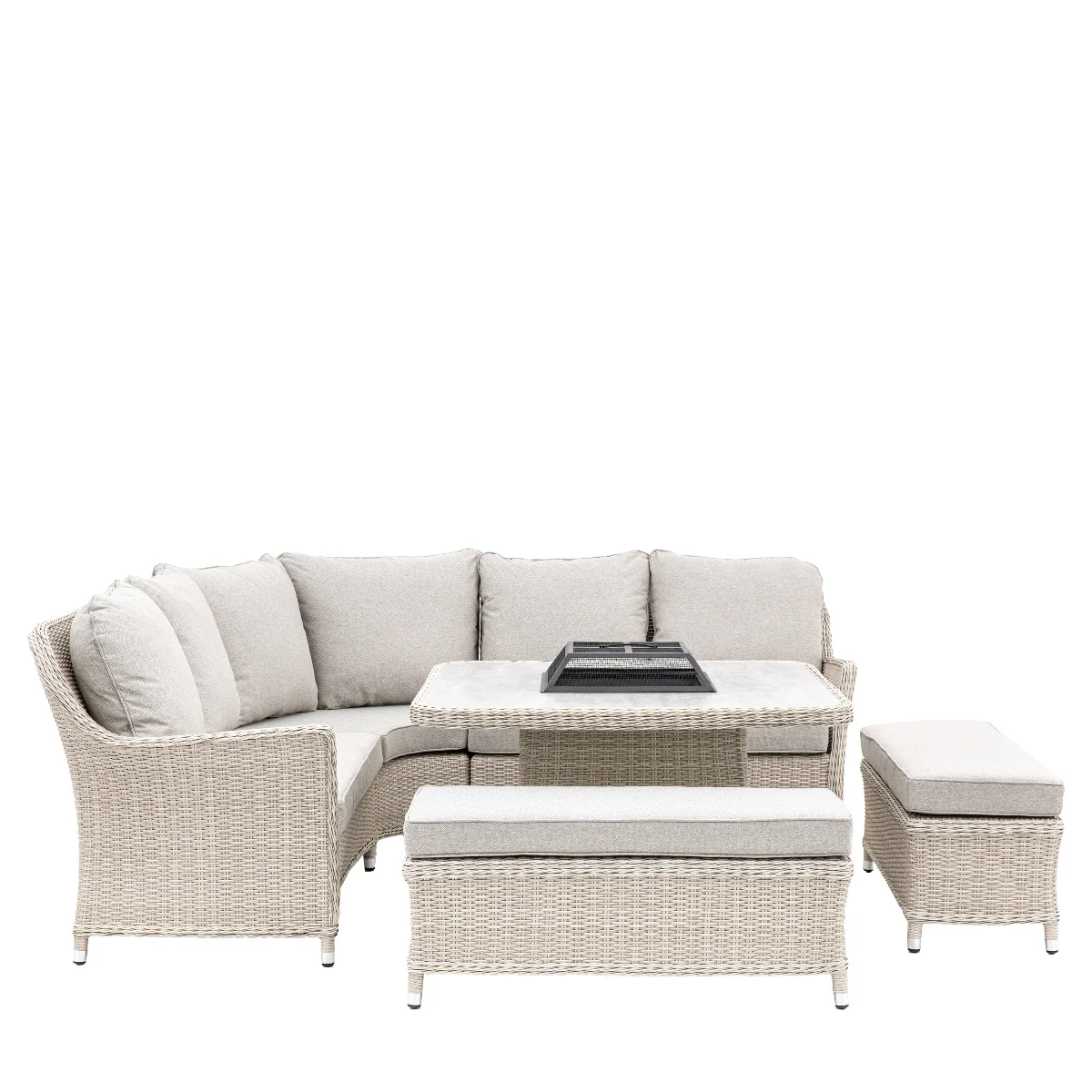 Gallery Direct Holton Corner Square Dining Set with Fire Pit