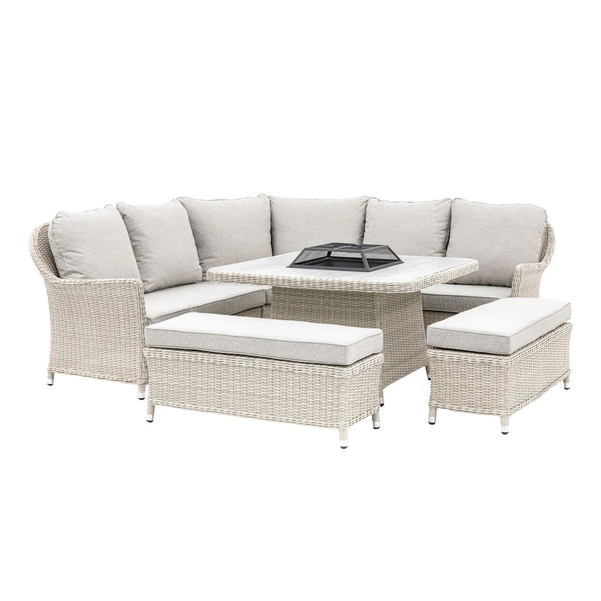 Gallery Direct Holton Corner Square Dining Set with Fire Pit - Image 2
