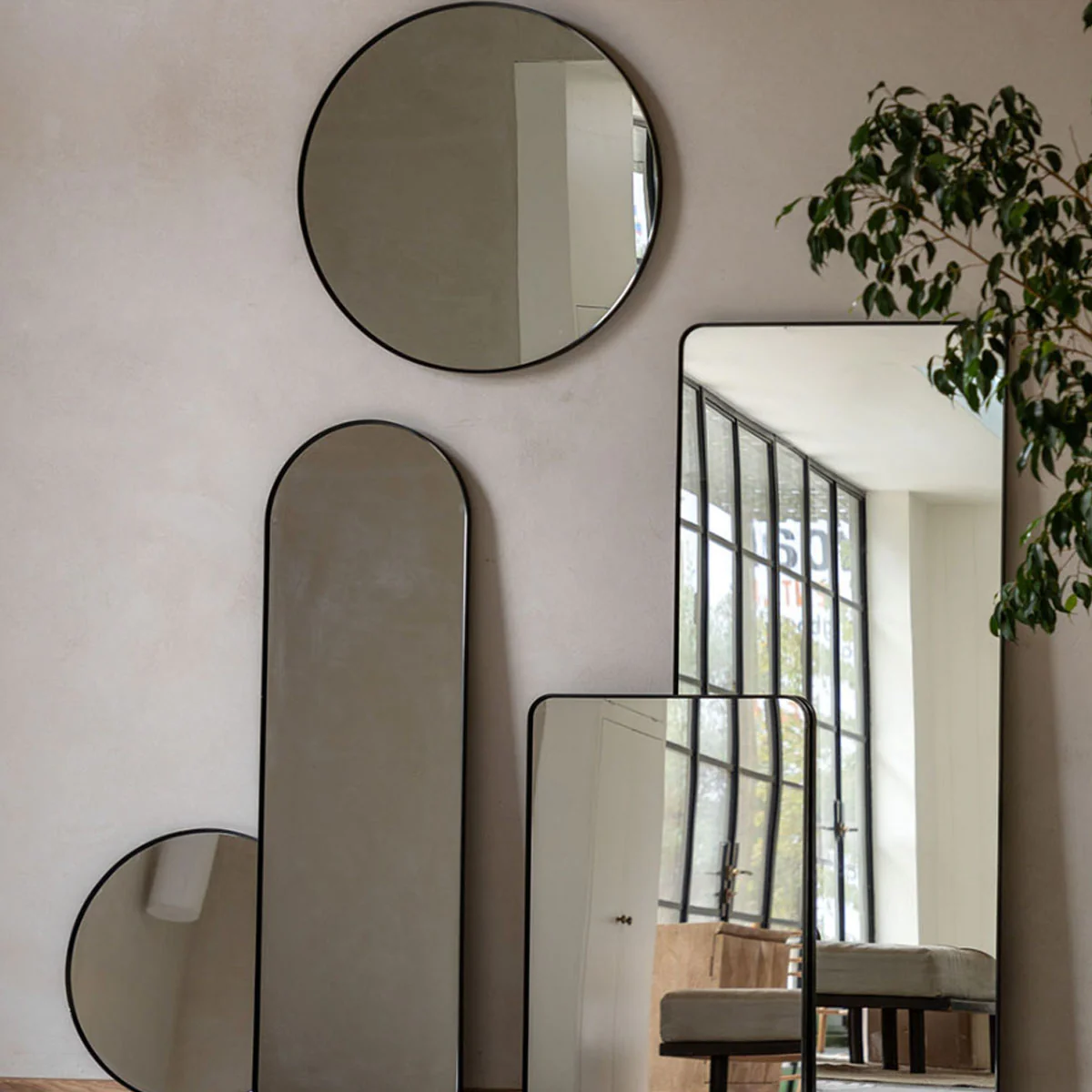 Gallery Direct Holworth Arch Mirror Black 450x35x1500mm - Image 7