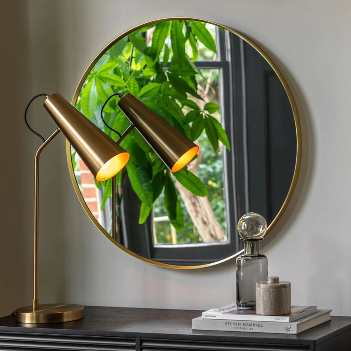 Gallery Direct Holworth Large Round Mirror Gold 800x35x800 - Image 5