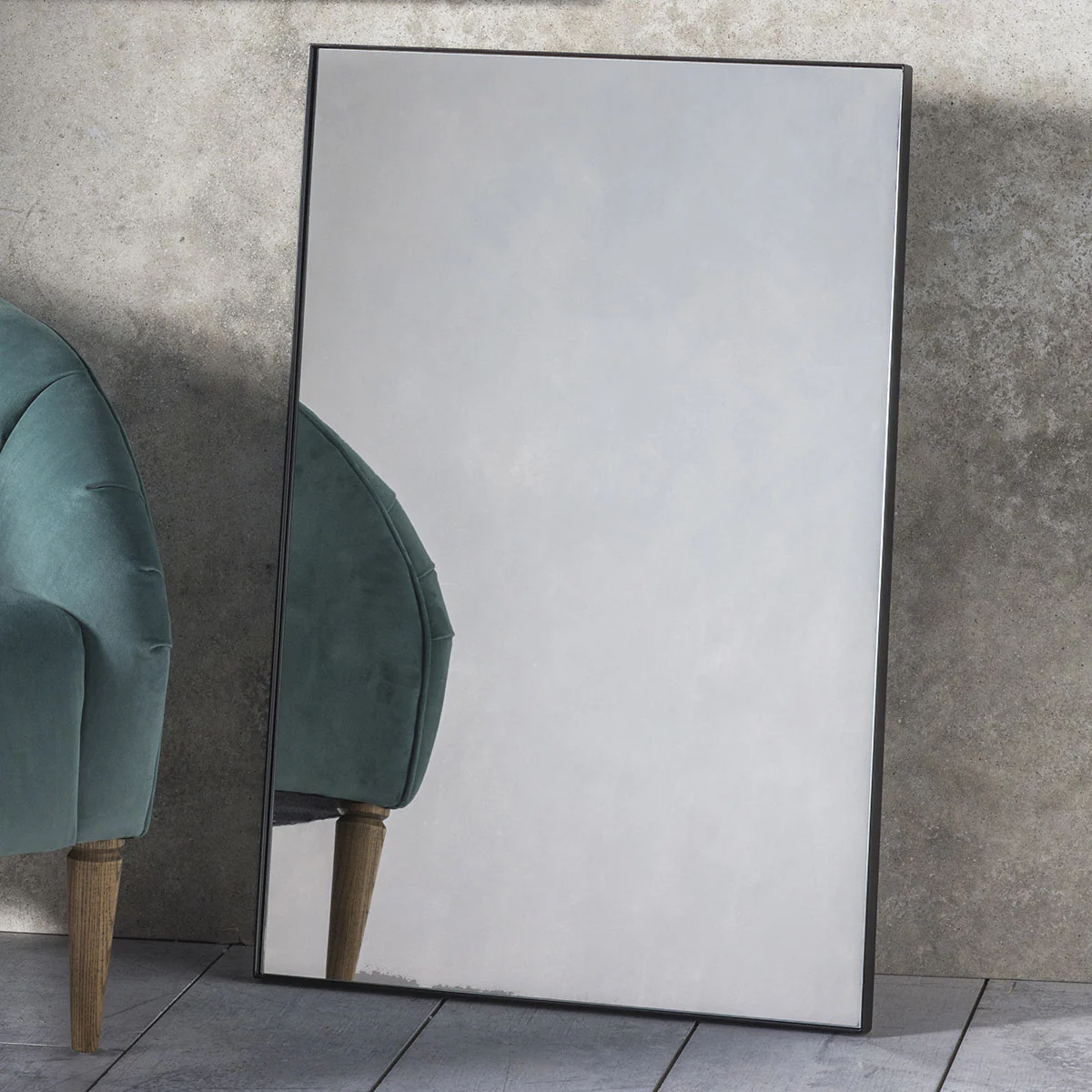 Gallery Direct Hurston Mirror Black 600x30x900mm - Image 2