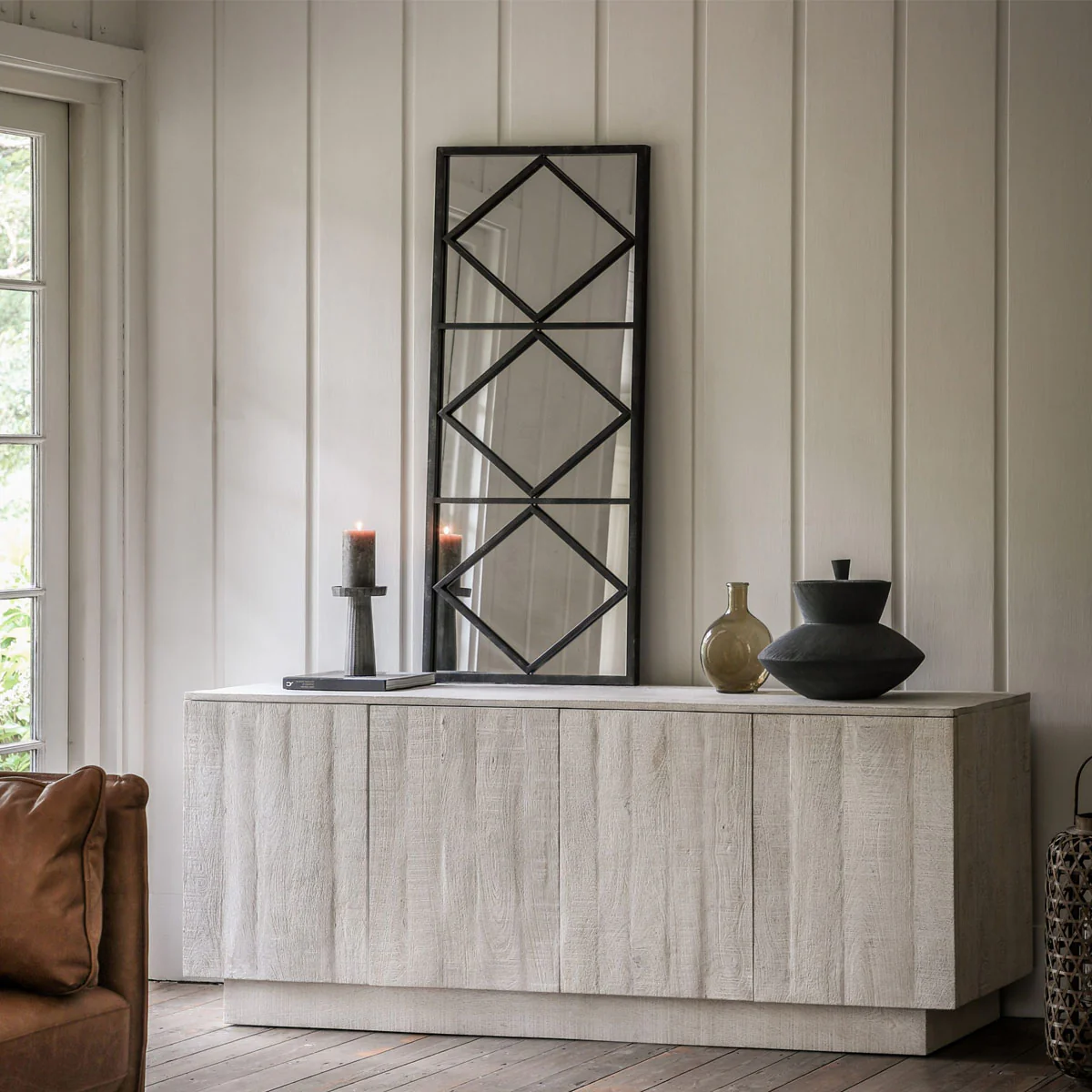 Gallery Direct Iowa 4 Door Sideboard Whitewash 1700x450x700mm - Image 6