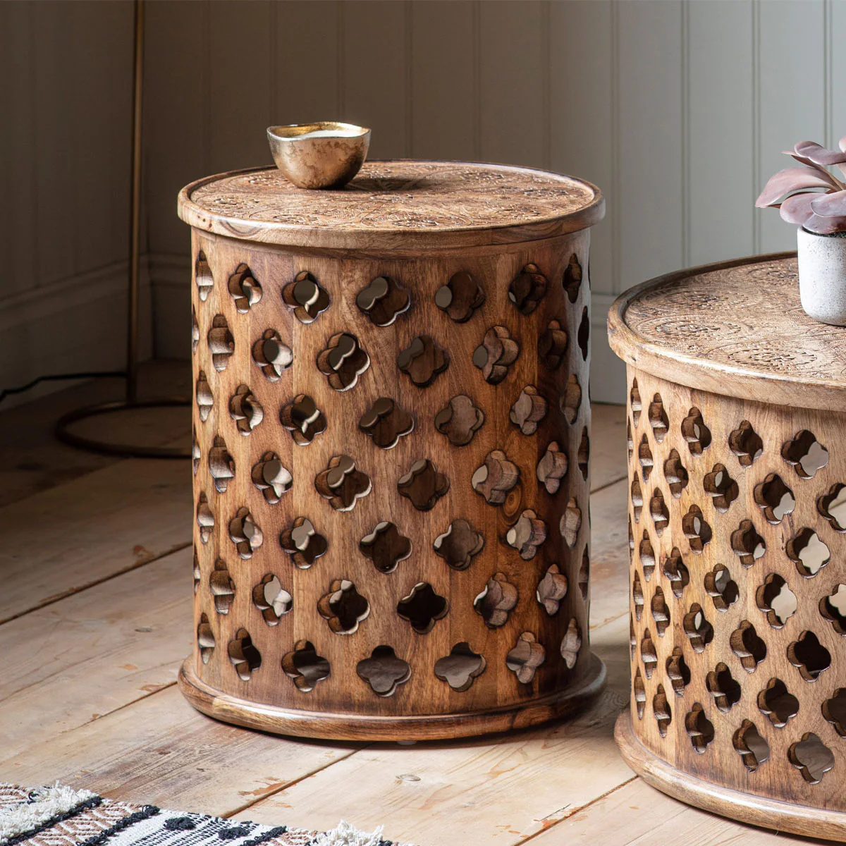 Gallery Direct Jaipur Side Table Natural 460x460x560mm - Image 4