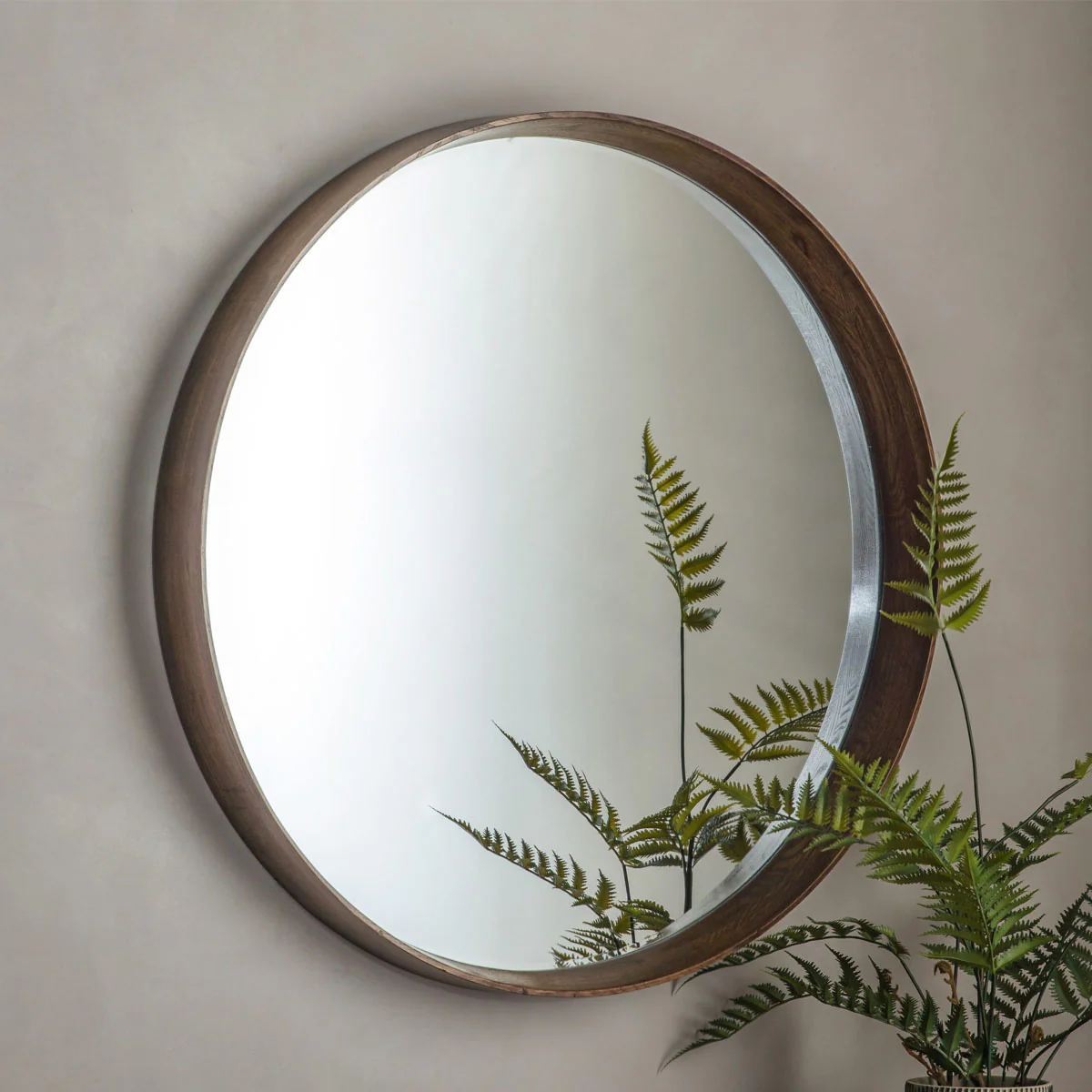 Gallery Direct Keaton Round Mirror Walnut 735x735mm - Image 6
