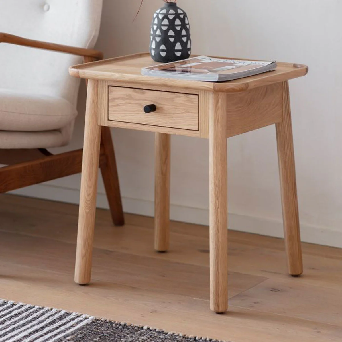 Gallery Direct Kingham 1 Drawer Side Table 500x400x550mm - Image 3