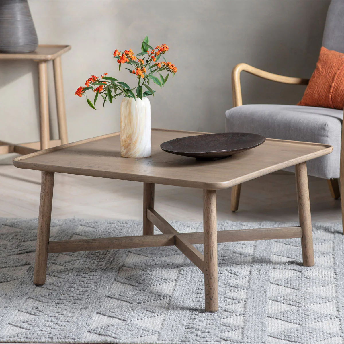 Gallery Direct Kingham Square Coffee Table Grey 800x800x400mm - Image 4