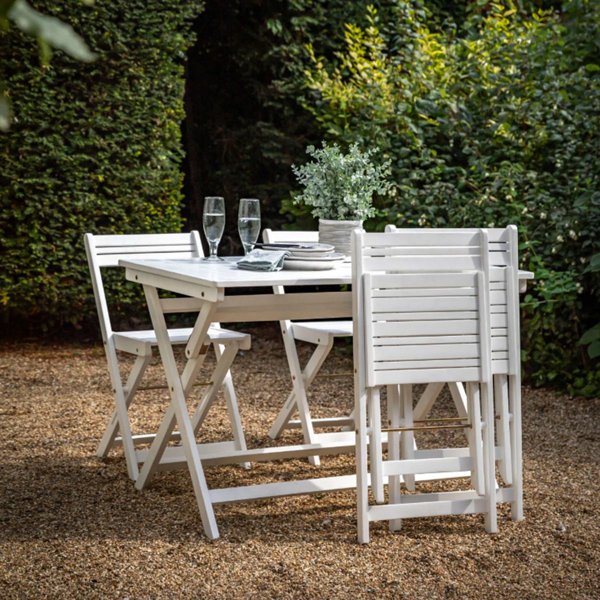 Gallery Direct Lindos White Folding Dining Set - Image 9