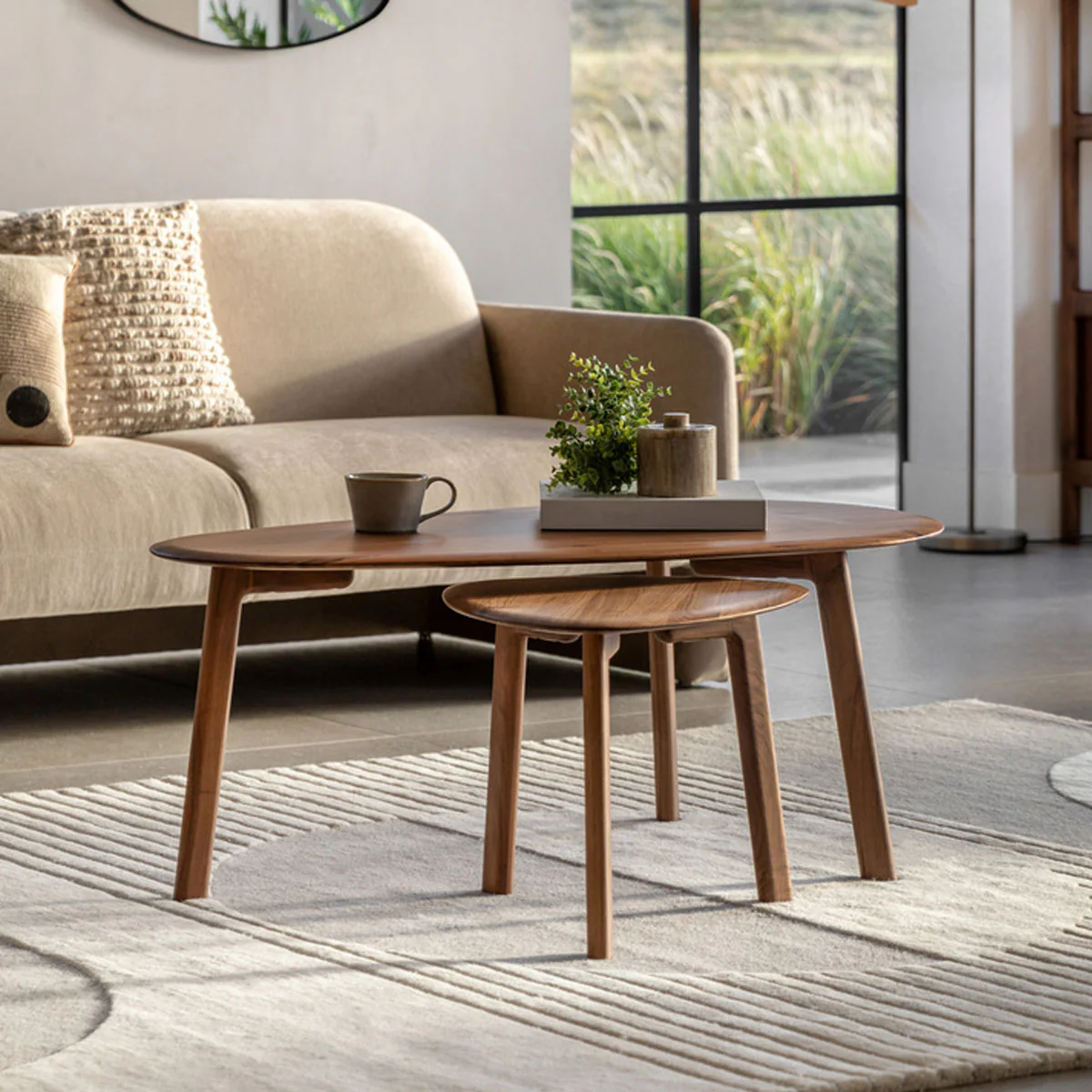 Gallery Direct Madrid Coffee Table Nest Walnut 1100x600x450mm - Image 9