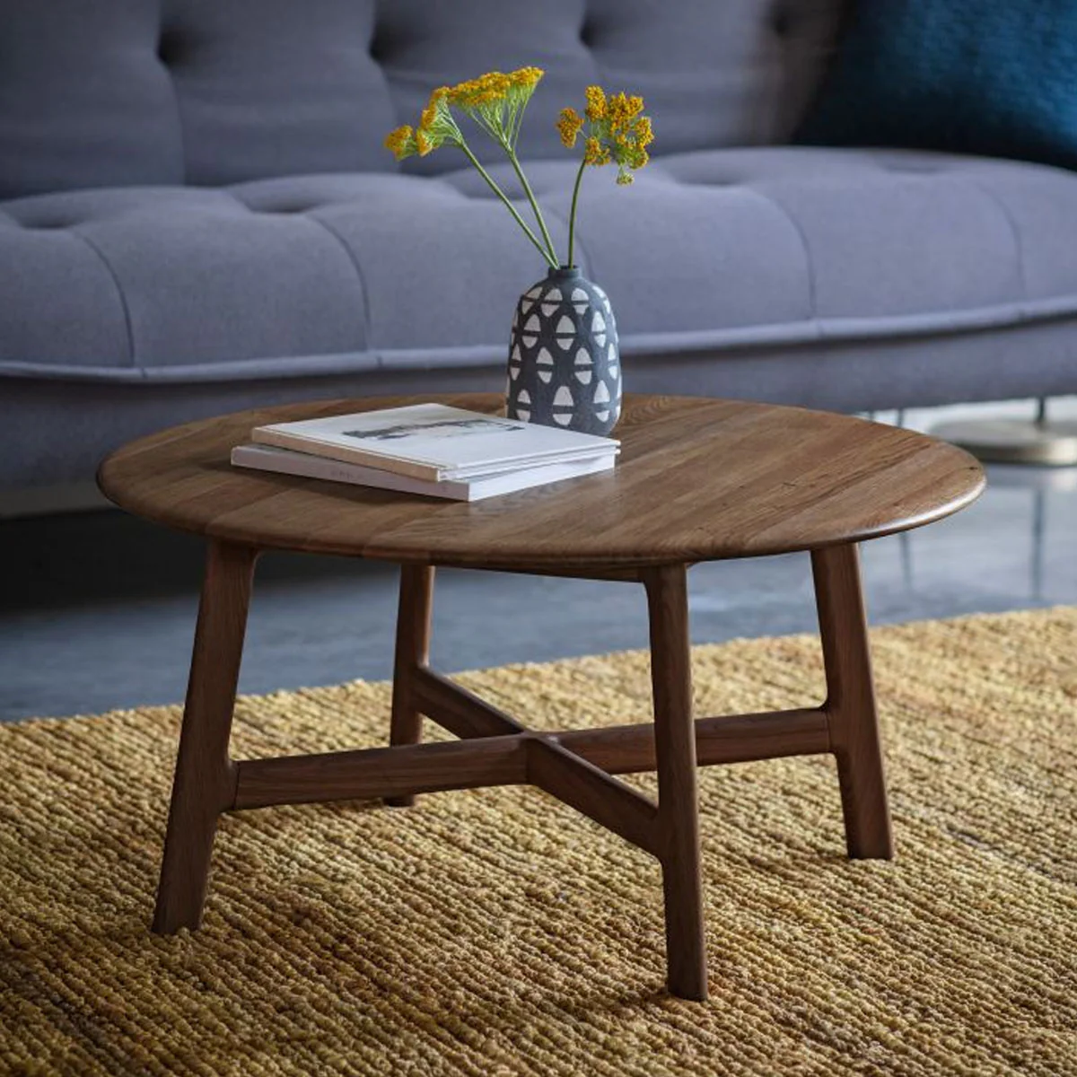 Gallery Direct Madrid Round Coffee Table Walnut 800x800x400mm - Image 3