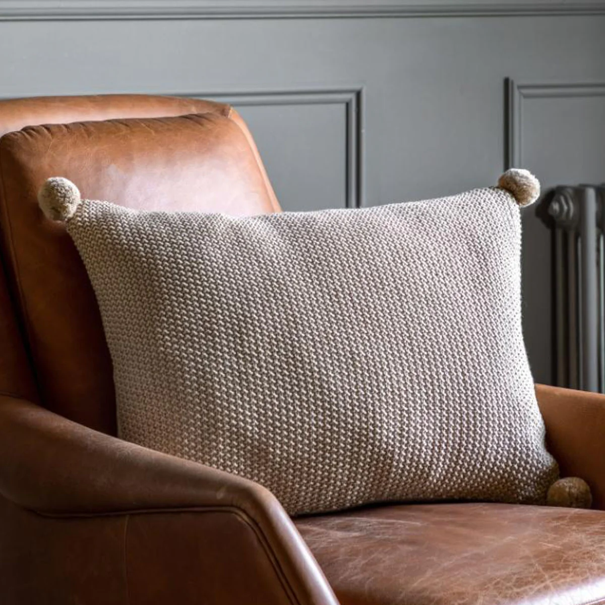 Gallery Direct Moss Stitch PomPom Cushion - Image 17