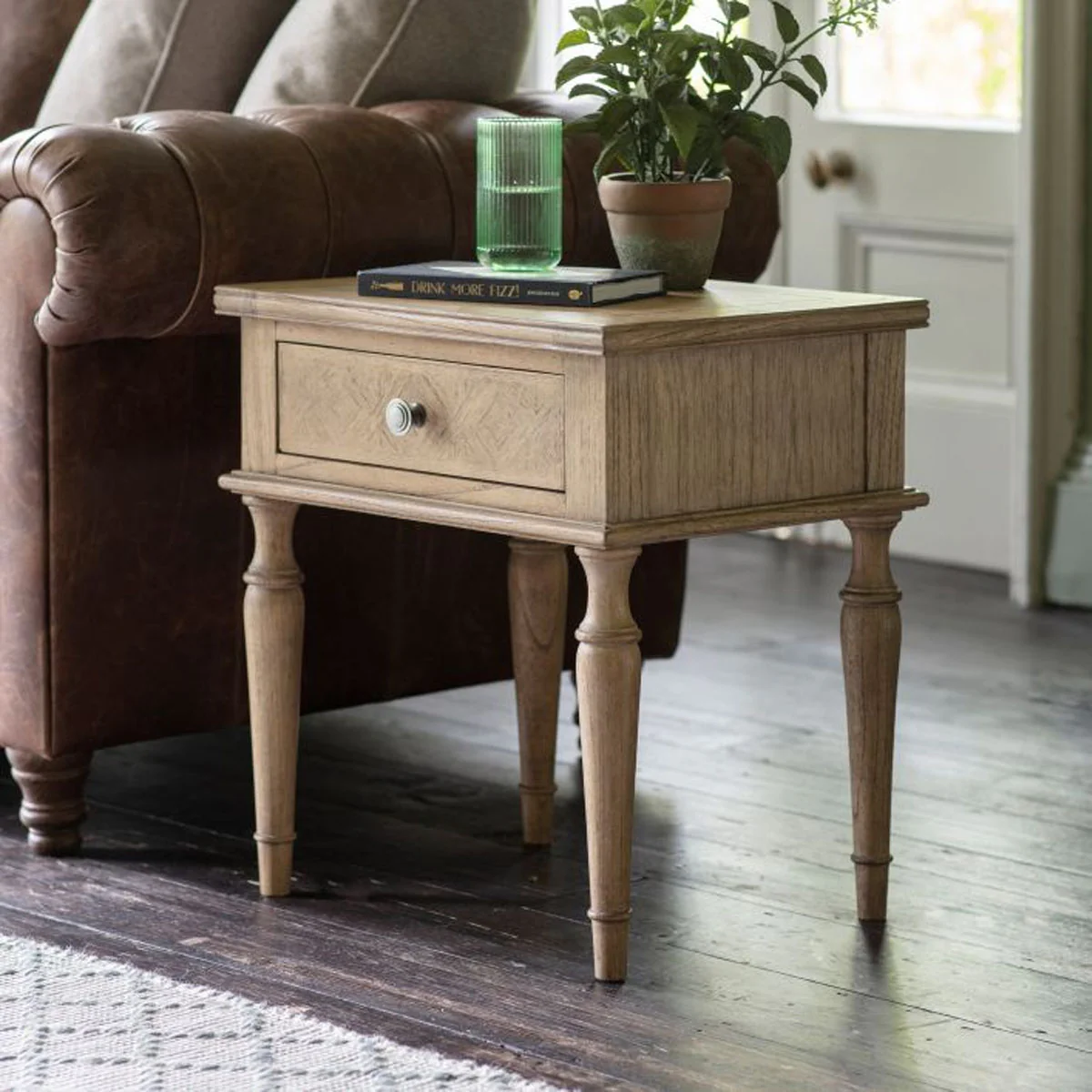 Gallery Direct Mustique 1 Drawer Side Table 500x400x550mm - Image 2