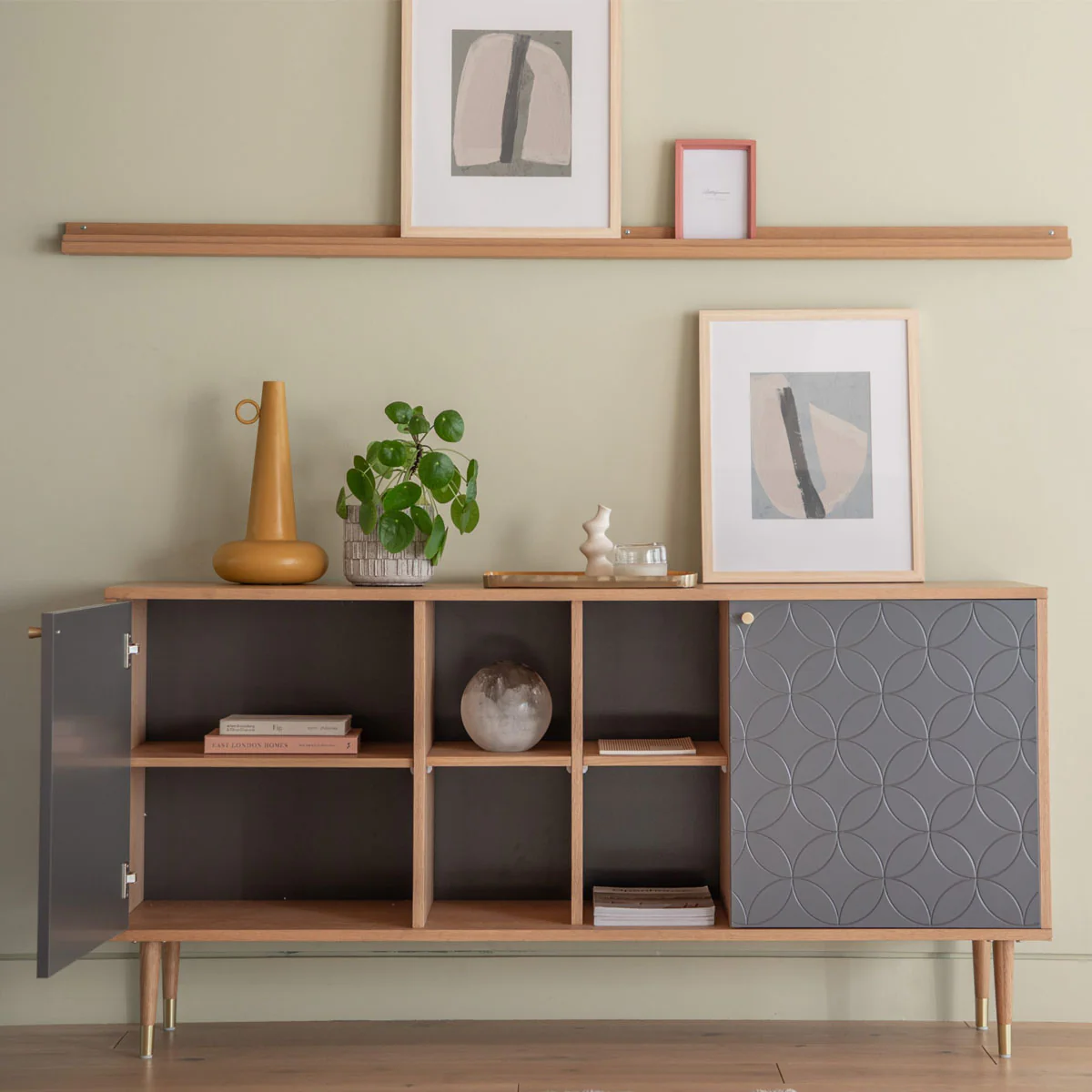Gallery Direct Newbury Sideboard Oak Grey 1600x400x790mm - Image 7