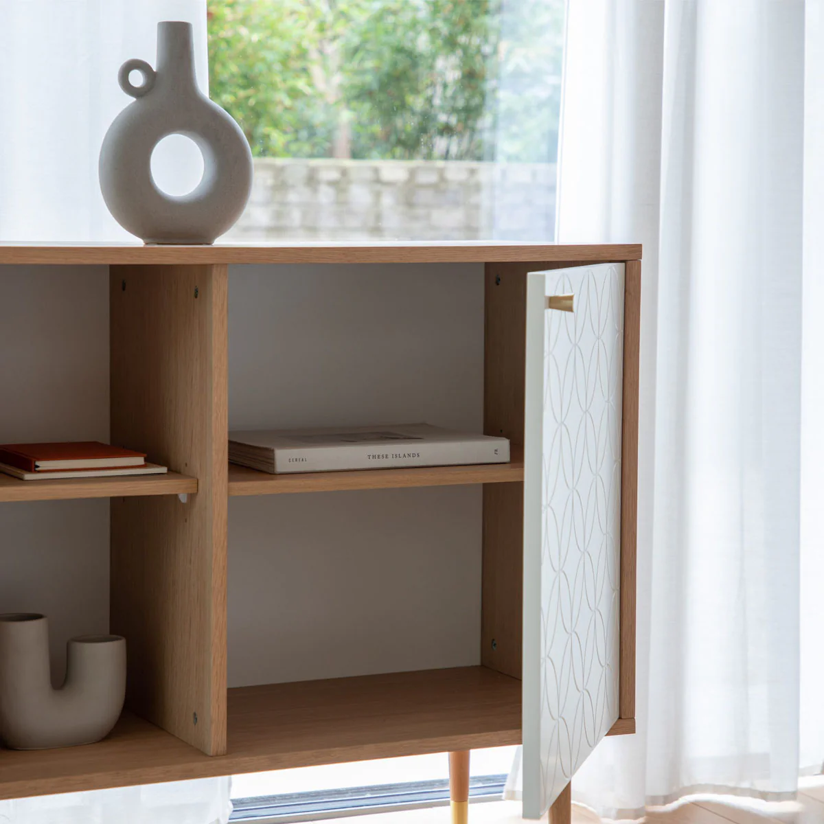 Gallery Direct Newbury Sideboard Oak White 1600x400x790mm - Image 5