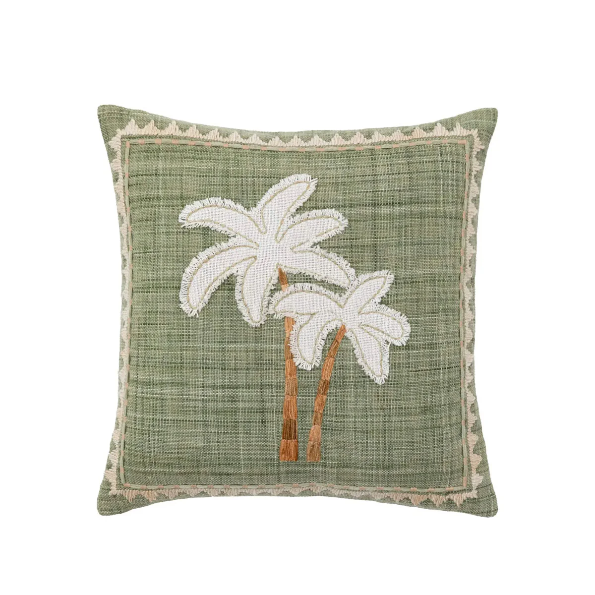 Gallery Direct Nohea Embroidered Palm Tree Cushion Sage