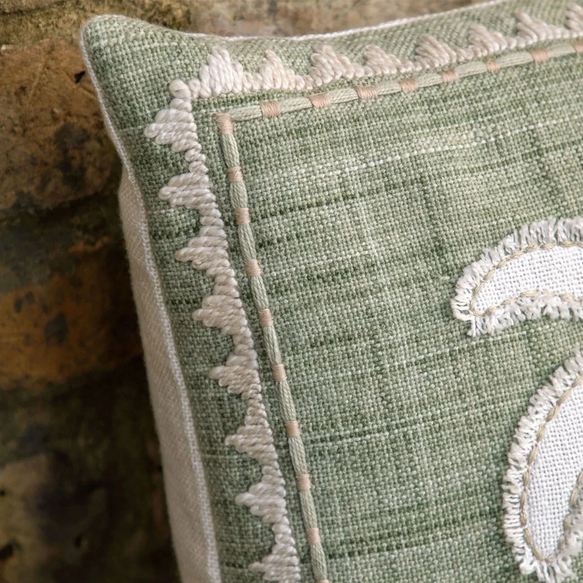 Gallery Direct Nohea Embroidered Palm Tree Cushion Sage - Image 6