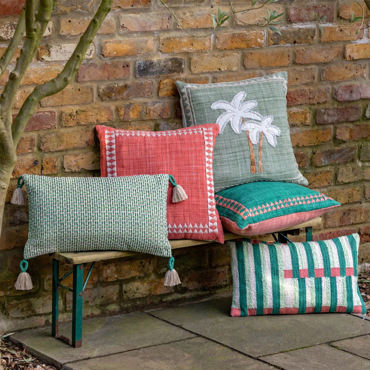 Gallery Direct Nohea Embroidered Palm Tree Cushion Sage - Image 7