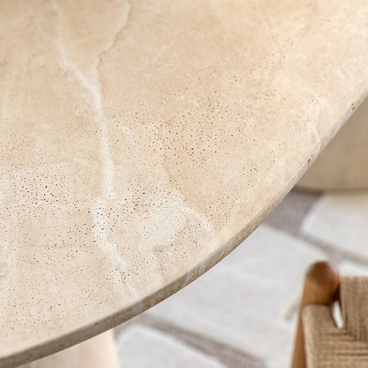 Gallery Direct Pedra Oval Dining Table Travertine 2000x900x760mm - Image 2