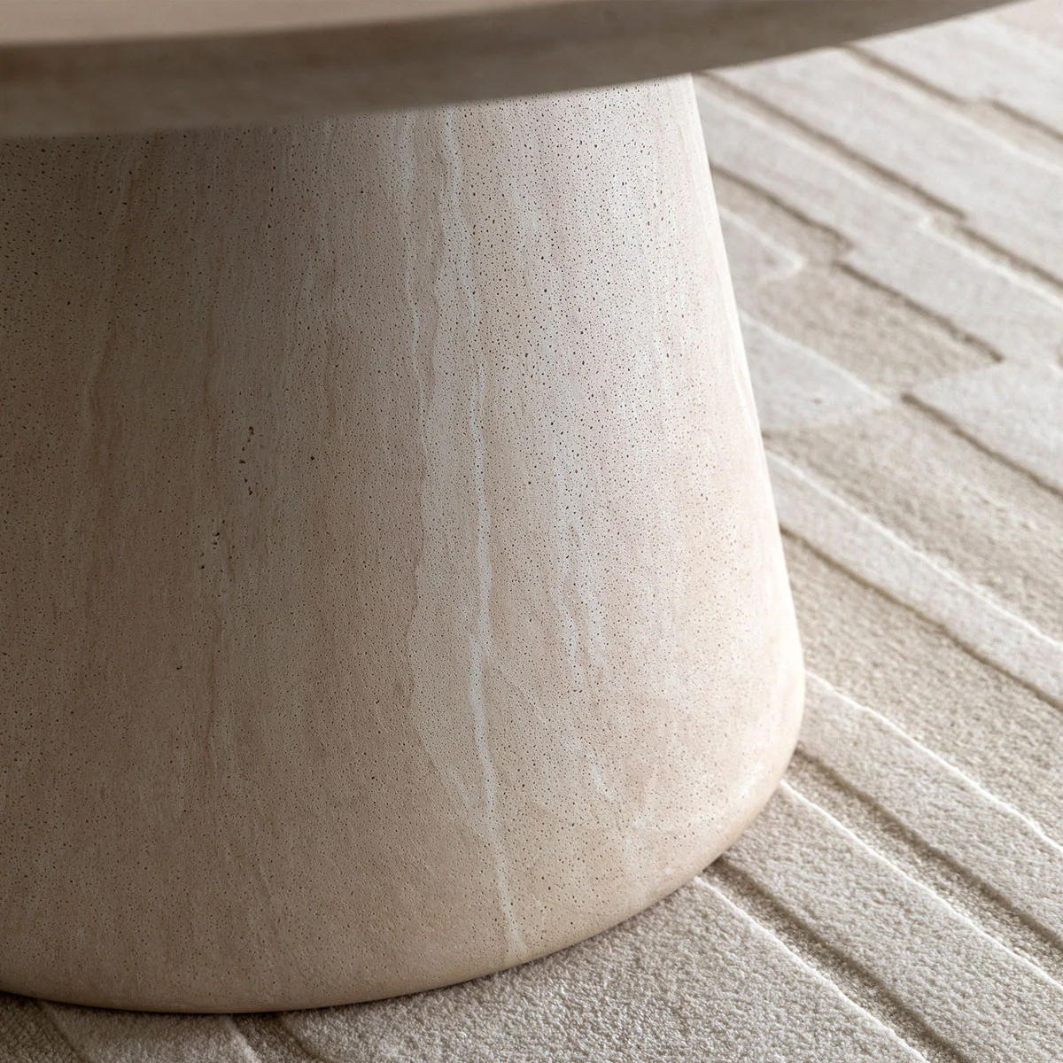 Gallery Direct Pedra Round Dining Table Travertine 1520x1520x760mm - Image 3
