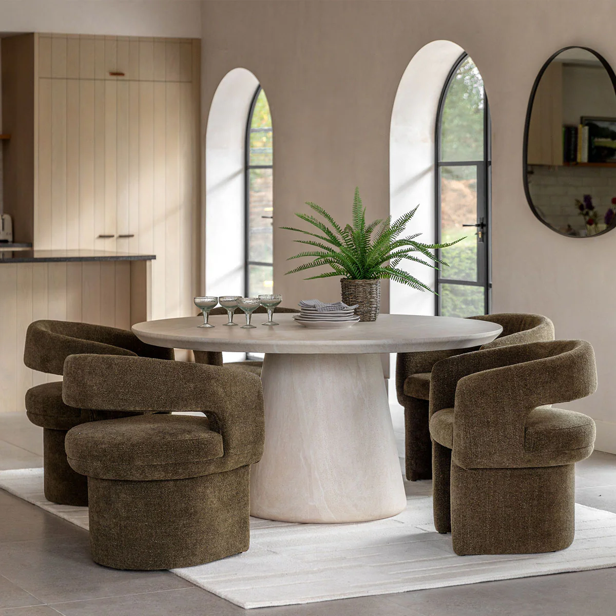 Gallery Direct Pedra Round Dining Table Travertine 1520x1520x760mm - Image 4
