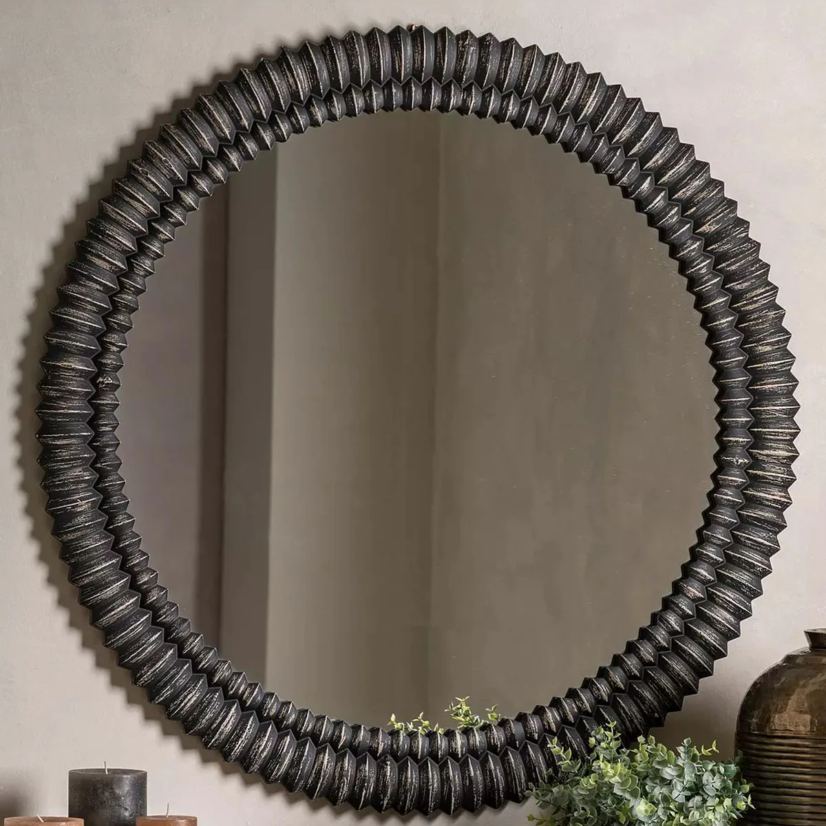 Gallery Direct Pimlico Round Mirror Black Wash 900mm - Image 7
