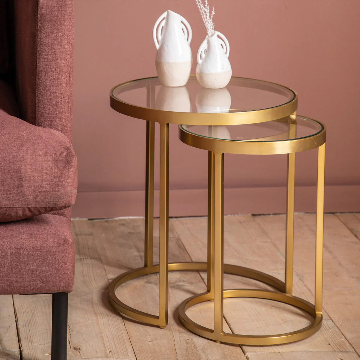 Gallery Direct Rowe Nest of Two Tables Gold - Image 6