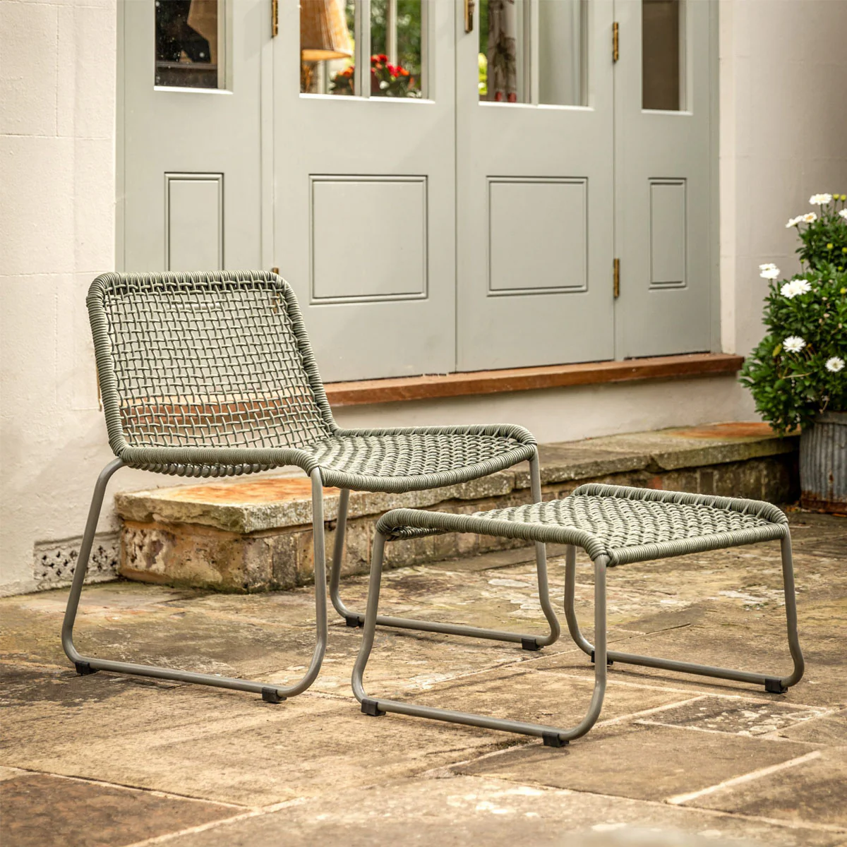 Gallery Direct Sassano Lounge Chair with Footstool Green - Image 9