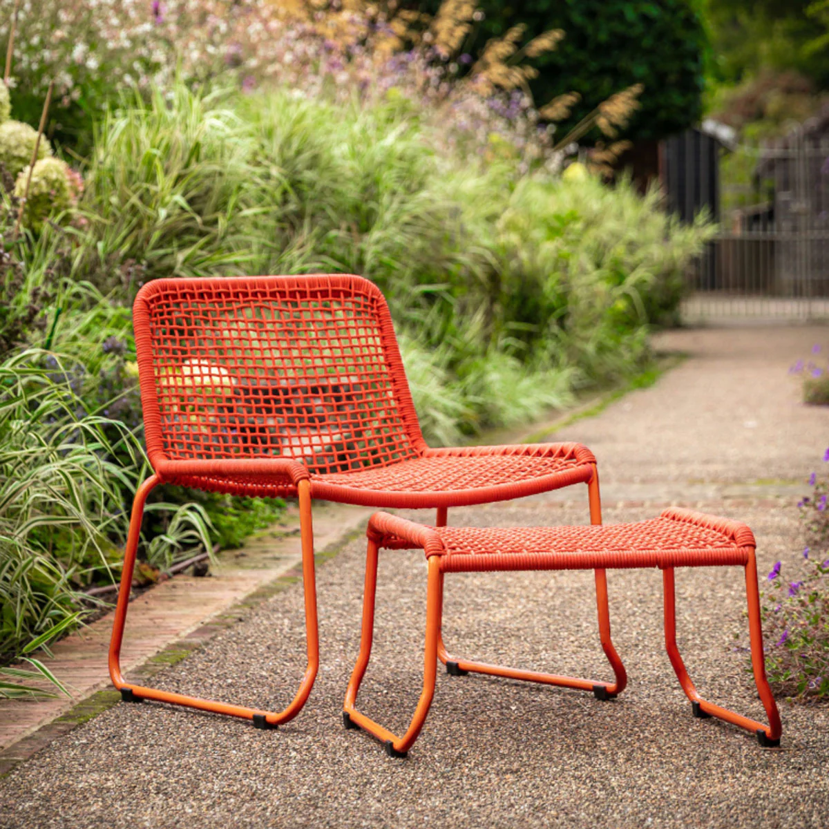 Gallery Direct Sassano Lounge Chair with Footstool Orange - Image 9