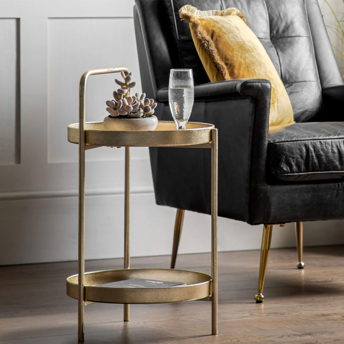 Gallery Direct Sennen Side Table Gold 400x400x720mm - Image 6