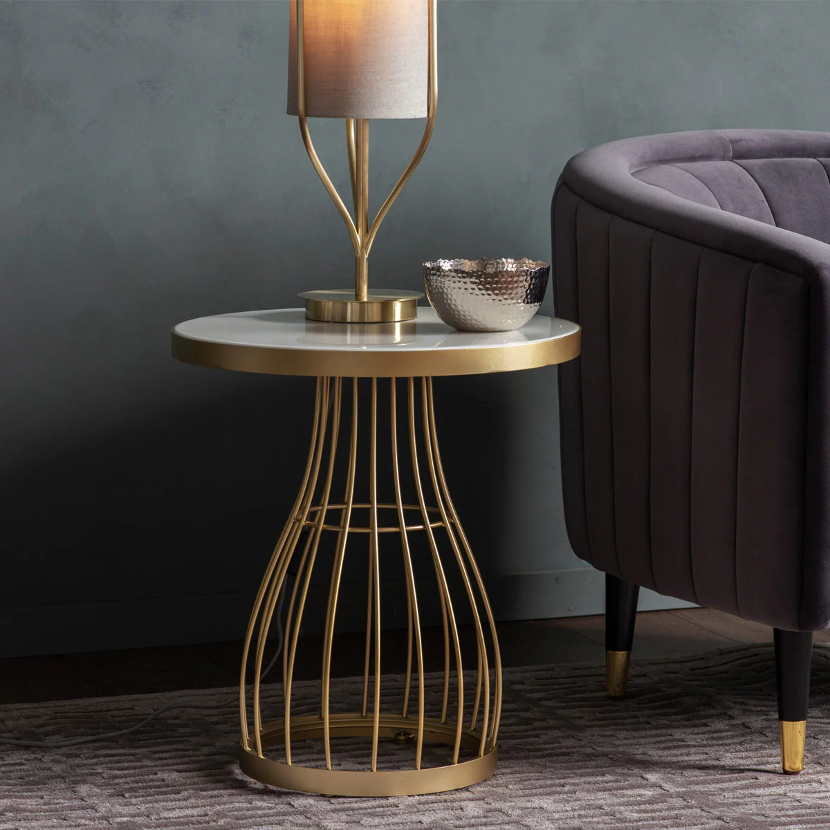 Gallery Direct Southgate Side Table Champagne 500x500x550mm - Image 3