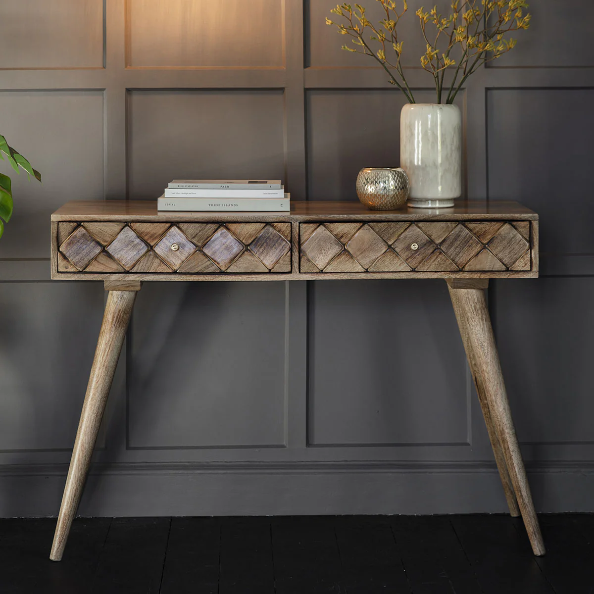 Gallery Direct Tuscany Console Table Burnt Wax 1100x450x760mm - Image 4