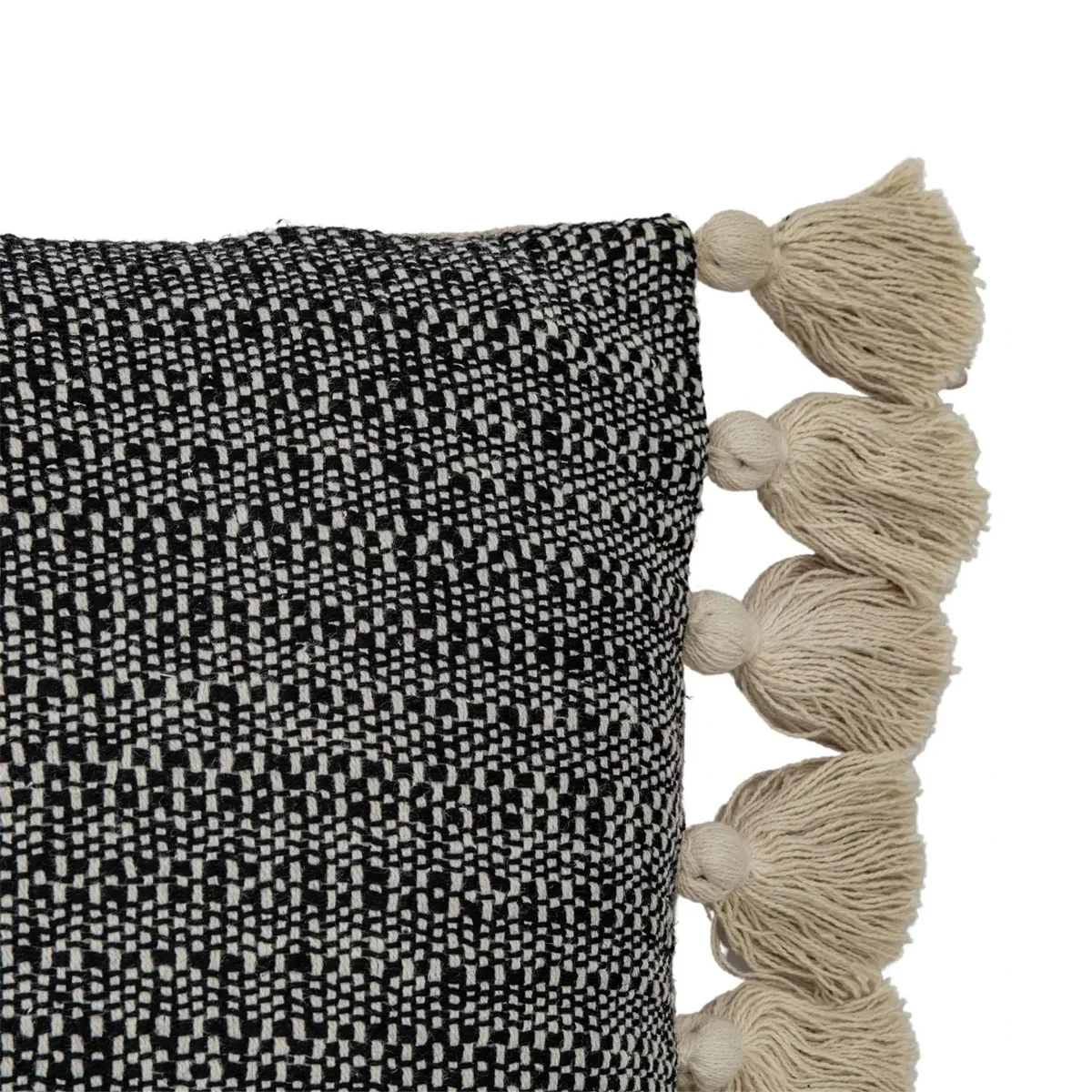 Gallery Direct Woven Cushion with Tassels Black - Image 3