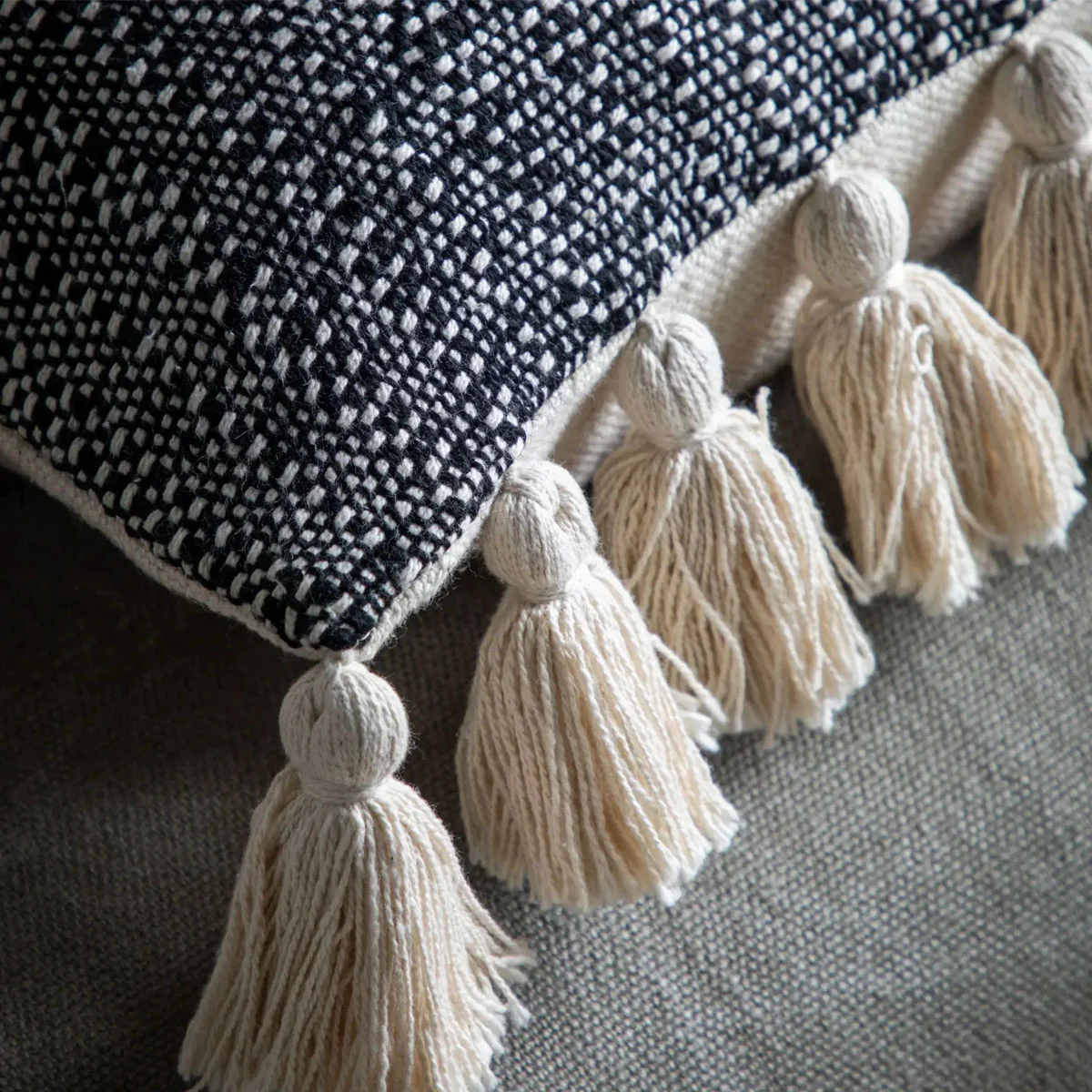 Gallery Direct Woven Cushion with Tassels Black - Image 5