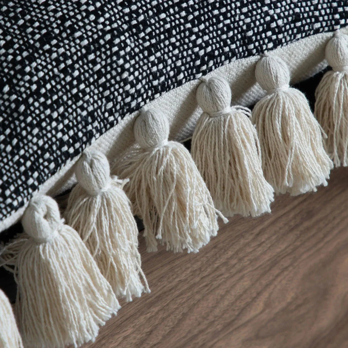 Gallery Direct Woven Cushion with Tassels Black - Image 6
