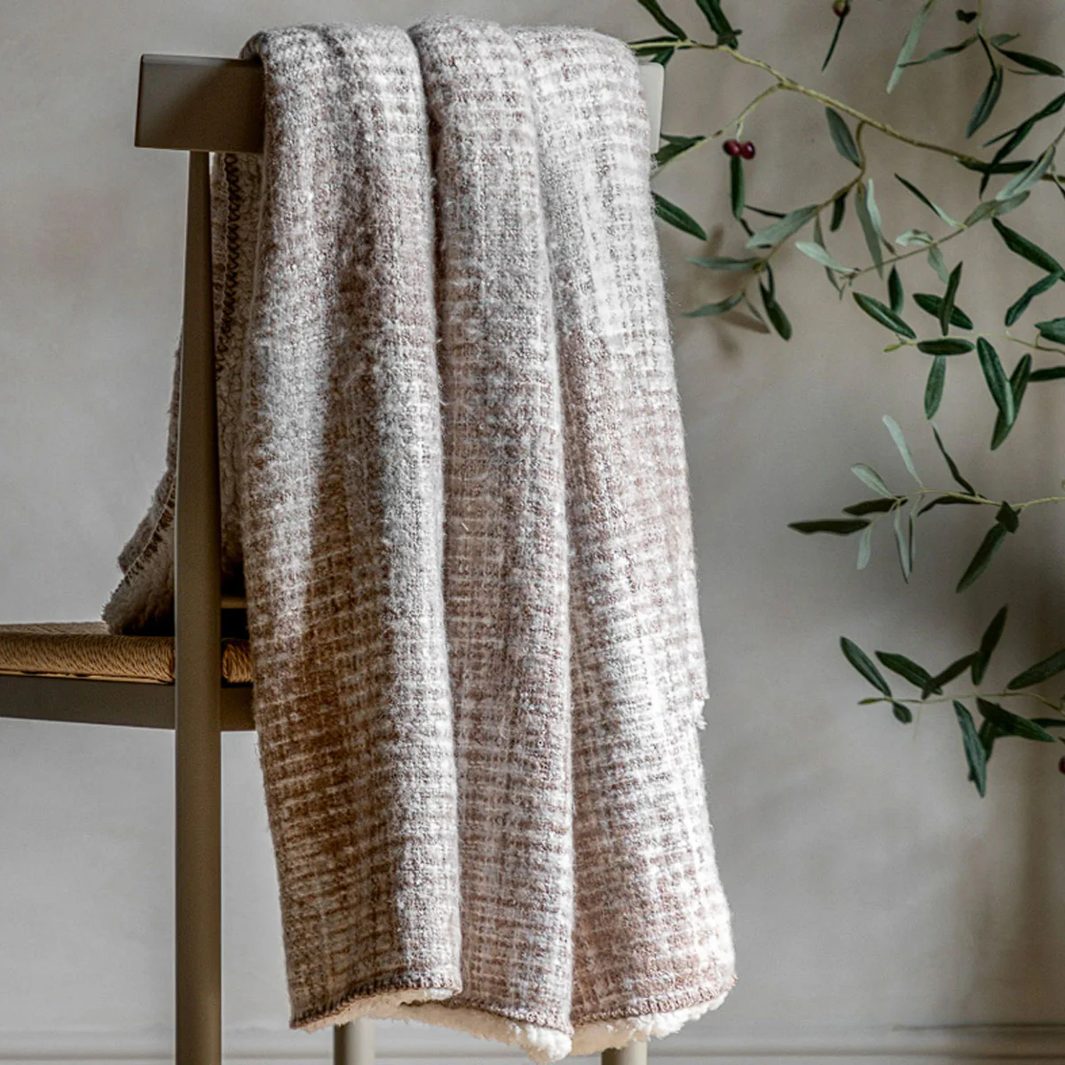 Gallery Direct Woven Natural Faux Mohair Sherpa Throw - Image 6