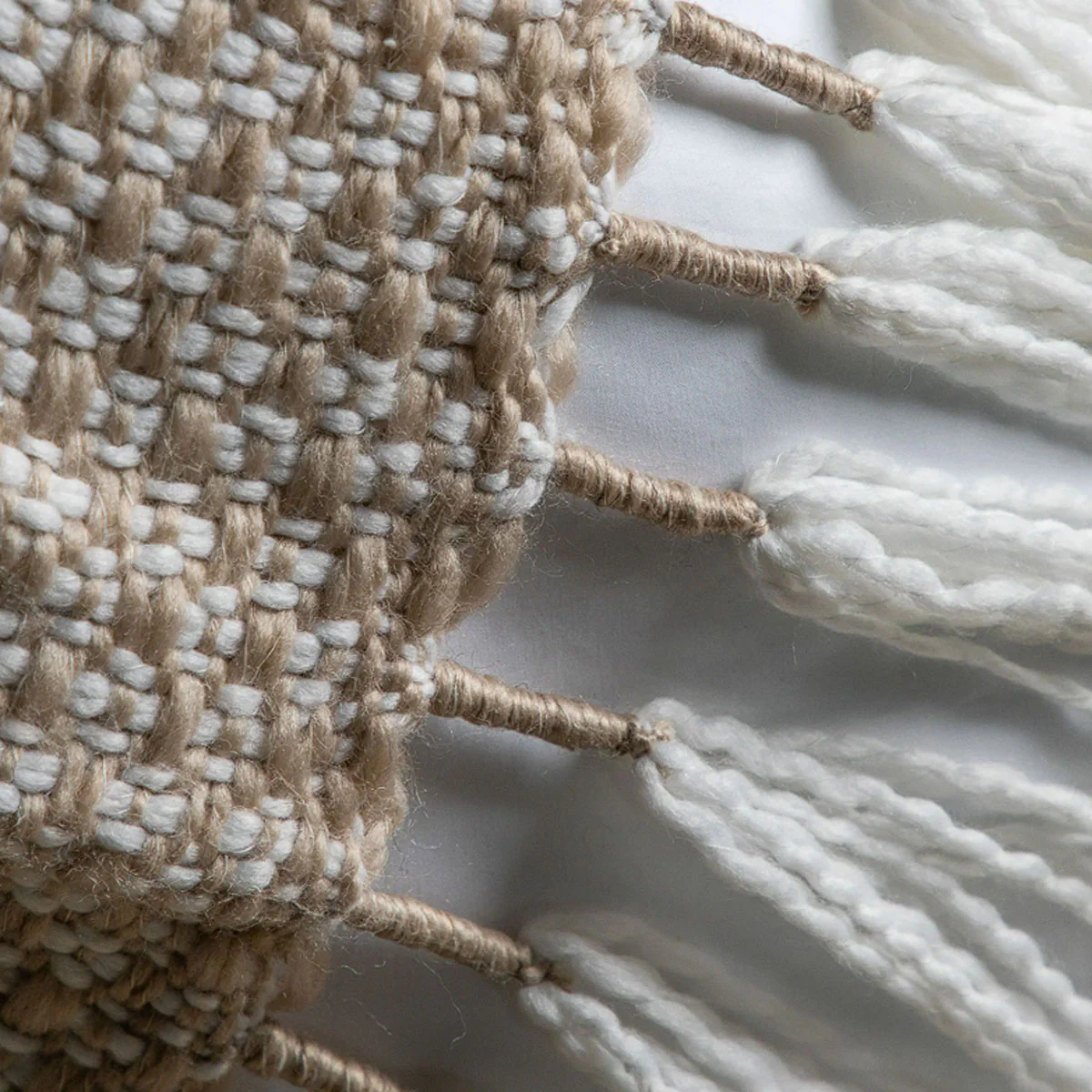 Gallery Direct Woven Wrapped Tassel Throw Natural - Image 5