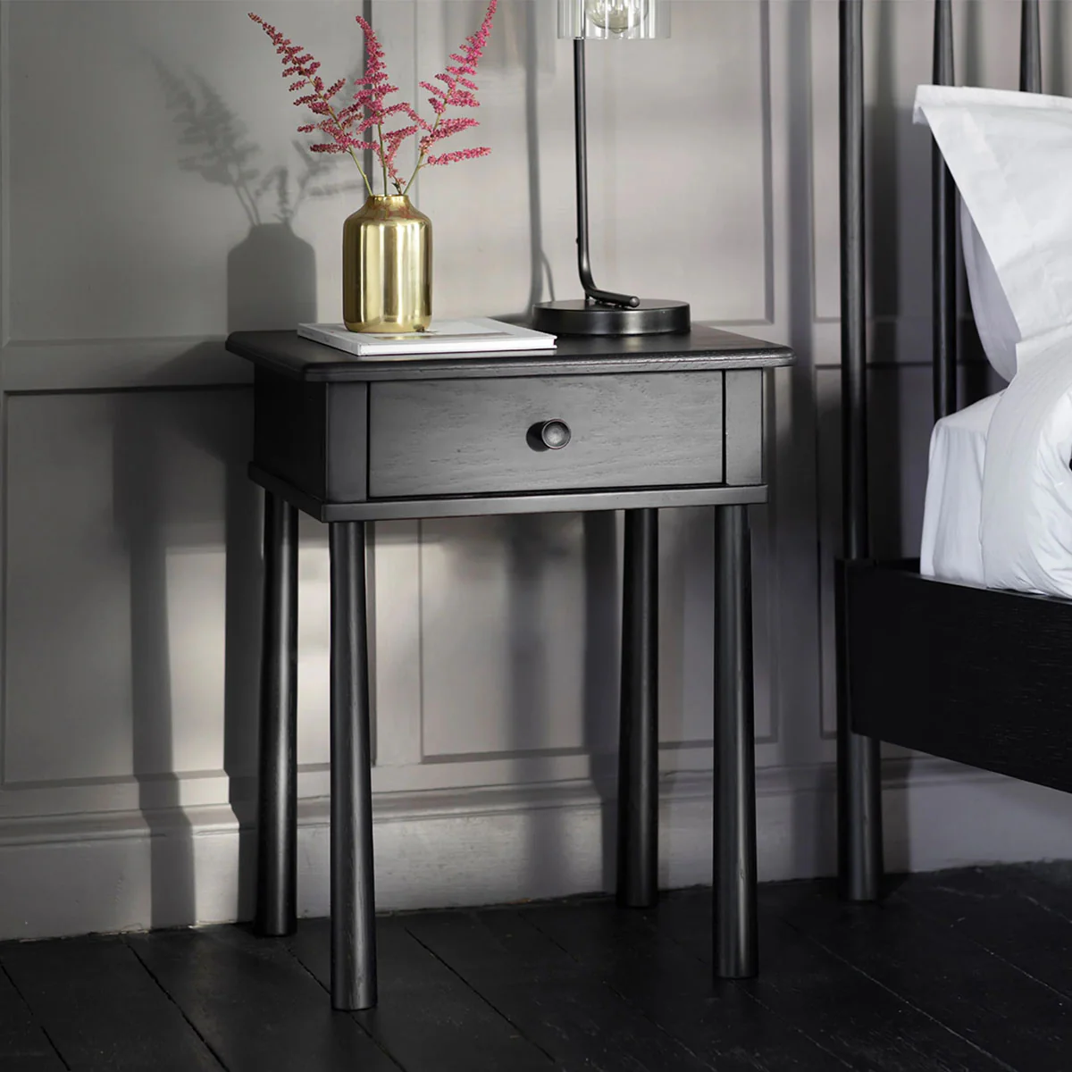Gallery Direct Wycombe 1 Drawer Bedside Black 500x400x635mm - Image 9