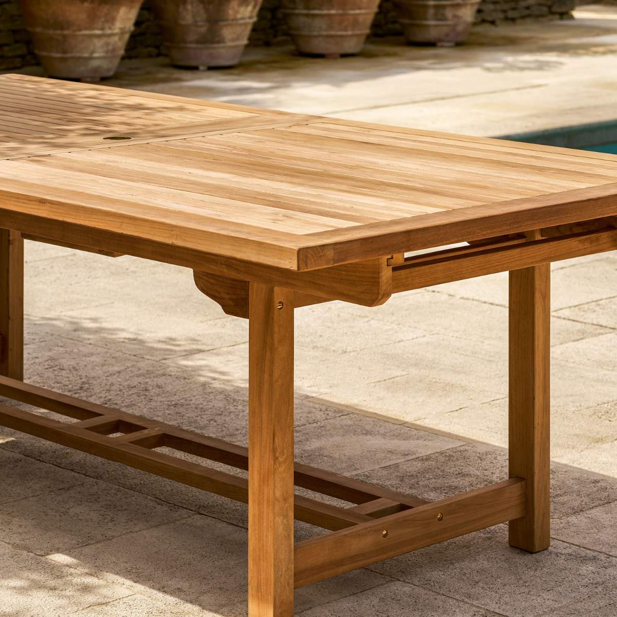 Garden Trading Arrow Teak Rectangular Extending Dining Table 240-300cm - Image 6