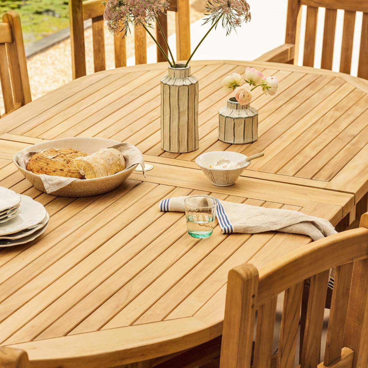Garden Trading Avon Teak Oval Extending Dining Table 240-300cm - Image 9